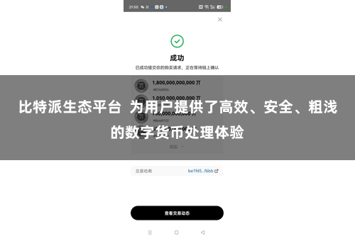 比特派生态平台 为用户提供了高效、安全、粗浅的数字货币处理体验